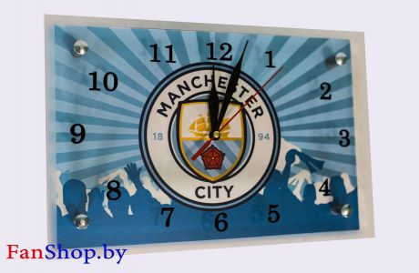 Часы настенные ФК Манчестер Сити бело-голубые