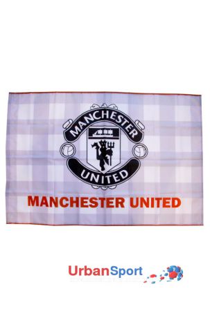 Флаг ФК Манчестер Юнайтед белый в клетку