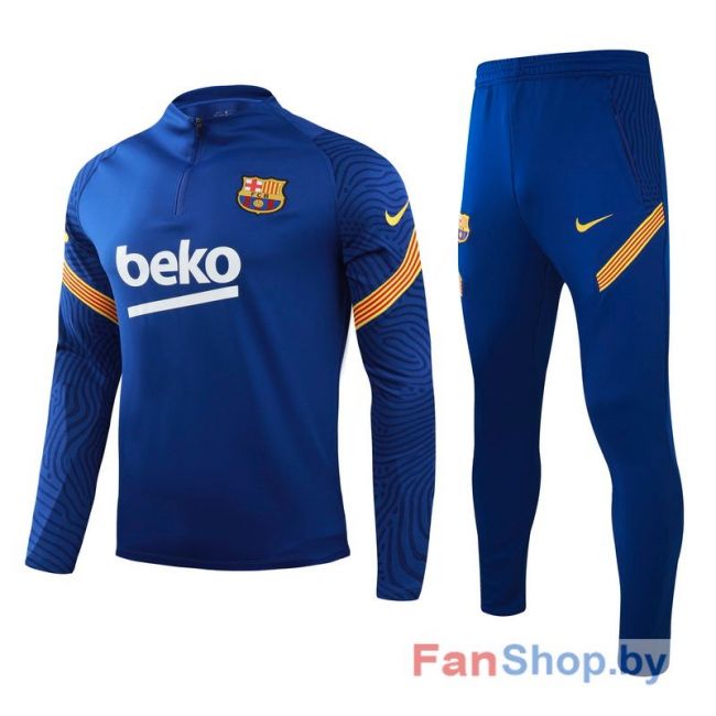 Тренировочный костюм ФК Барселона синий с желтыми полосами Nike