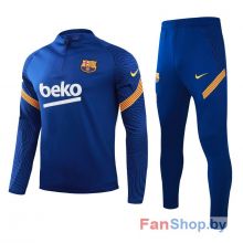 Тренировочный костюм детский ФК Барселона синий с желтыми полосами Nike