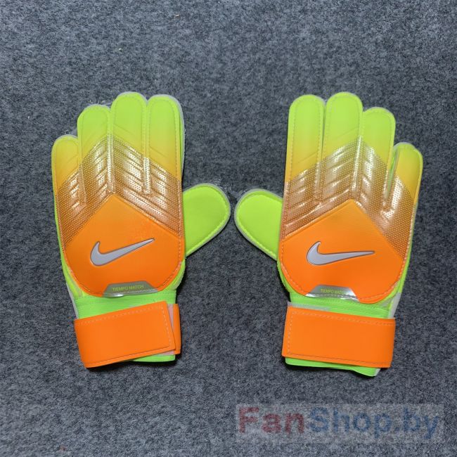 Вратарские перчатки детские Nike защита зелено-оранжевые