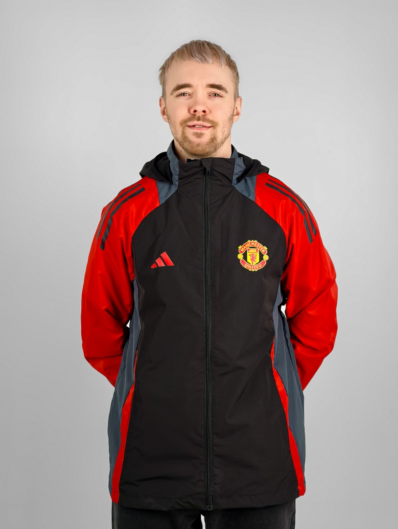 Ветровка ФК Манчестер Юнайтед Adidas черно-красная