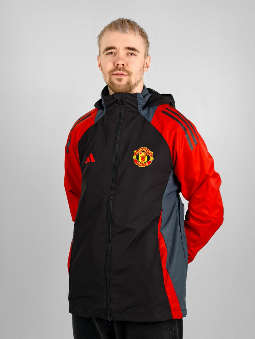 Ветровка ФК Манчестер Юнайтед Adidas черно-красная