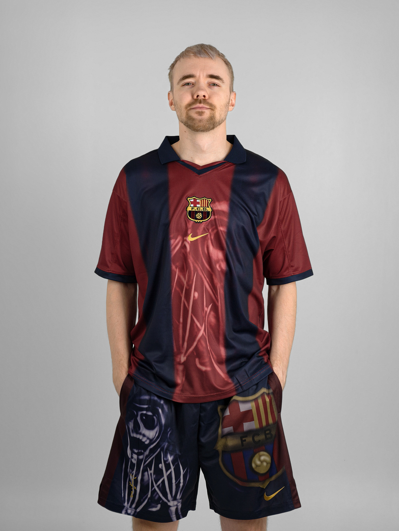 Фанатская Барселона майка футбольная Cactus Jack Skeleton