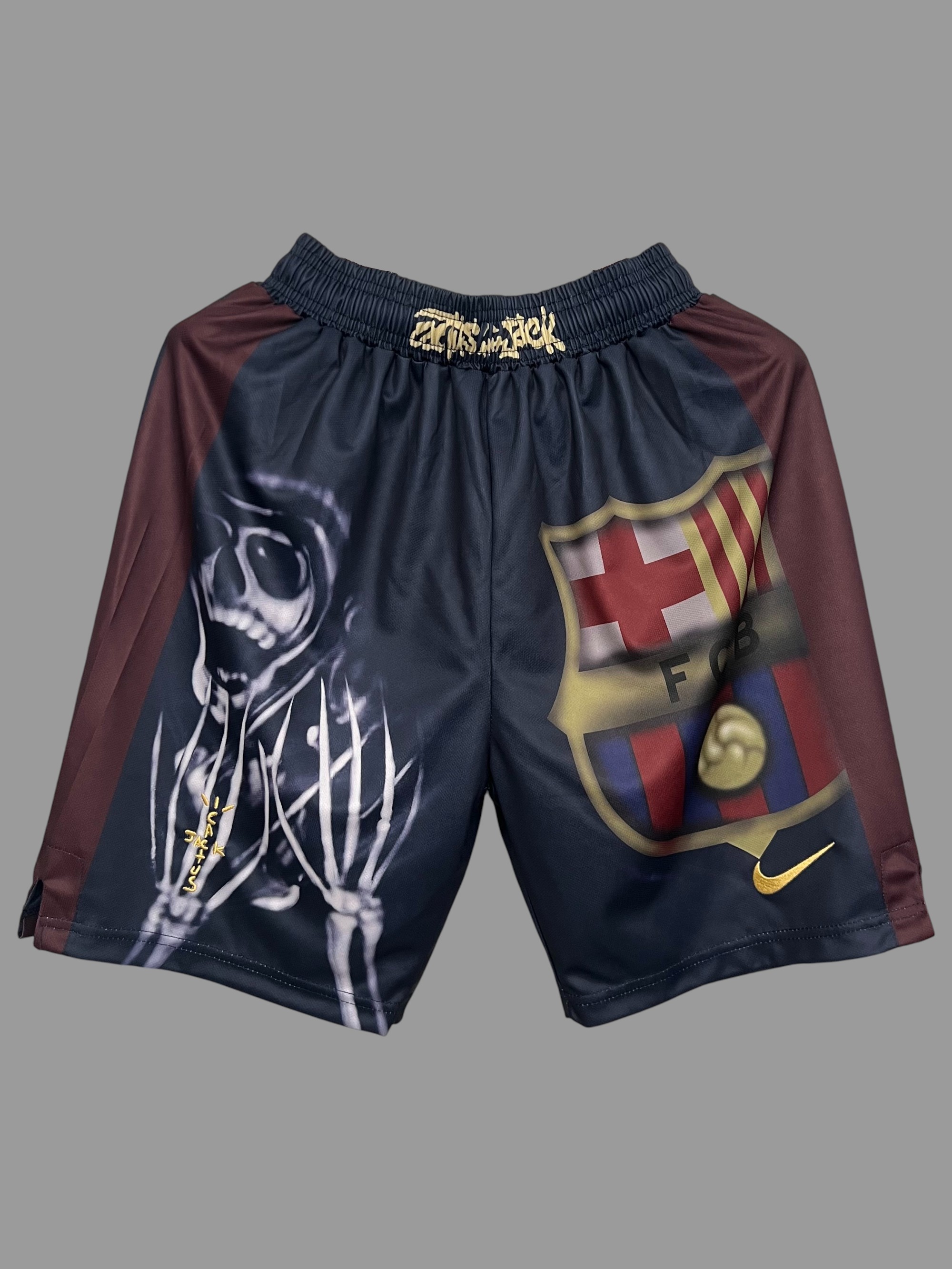 Фанатские Барселона шорты футбольные Cactus Jack Skeleton 
