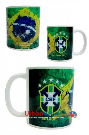 Кружка керамическая сборной Бразилии зеленая